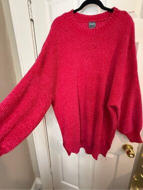 ARULA Hot Pink Crewneck Knit Sweater